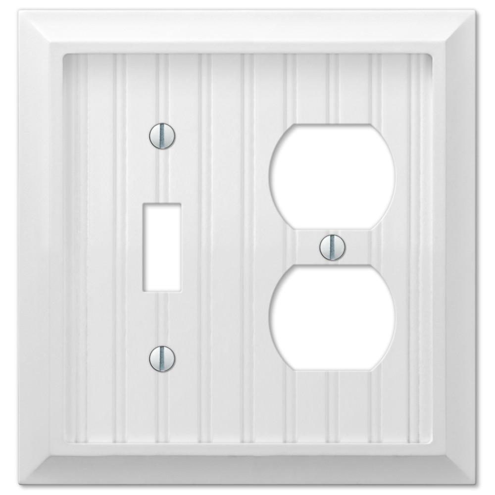 5.06 X 4.87 In. 1 Toggle & 1 Duplex Cottage White Wood Wall Plate