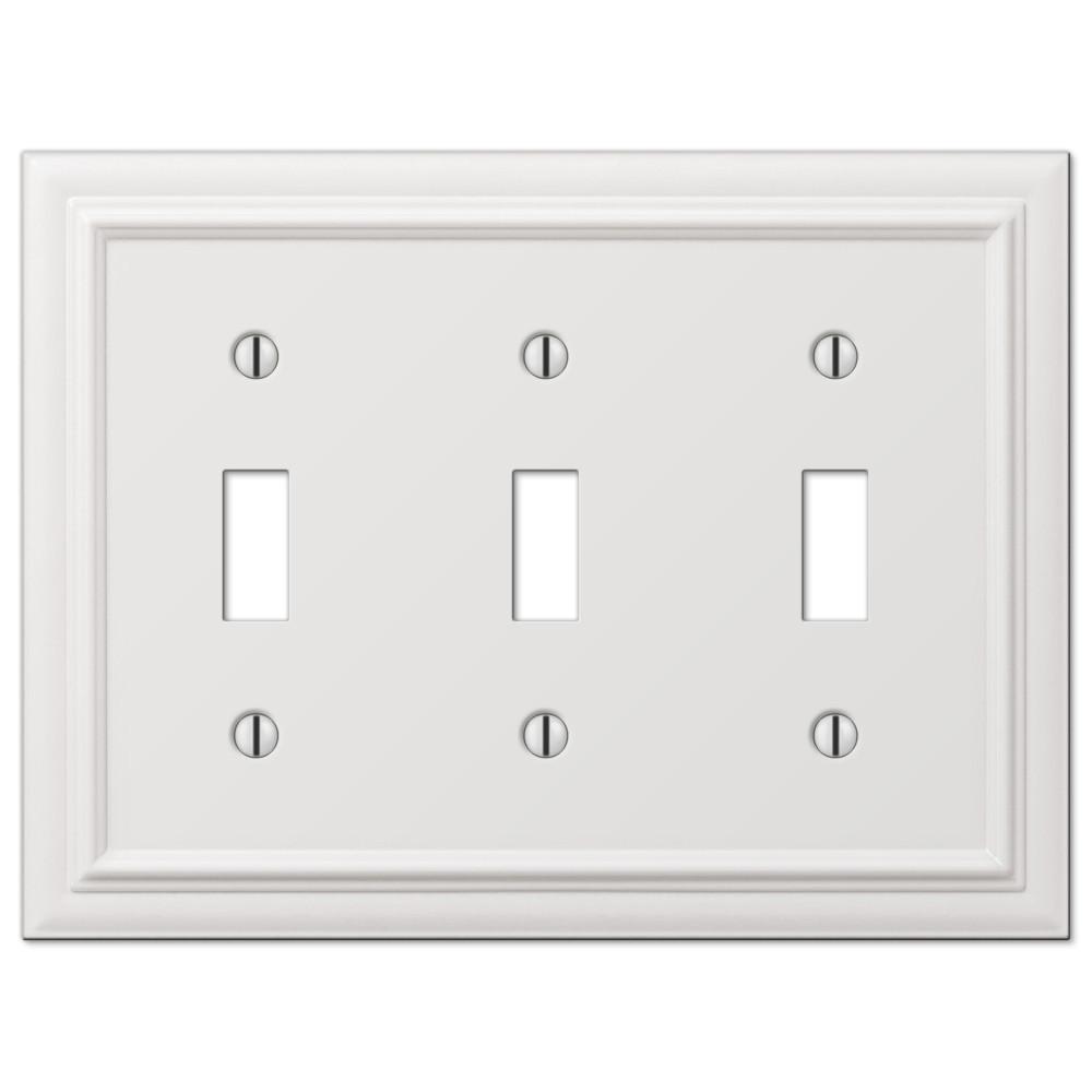 94tttw 3 Toggle White Steel Continental Wall Plate