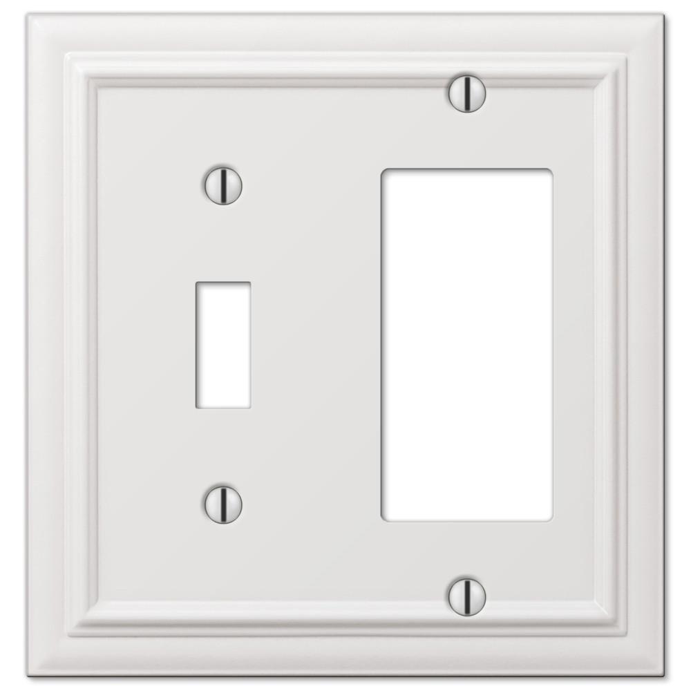 94trw 4.93 X 4.75 In. 1 Toggle & 1 Rocker White Cast Continental Wall Plate