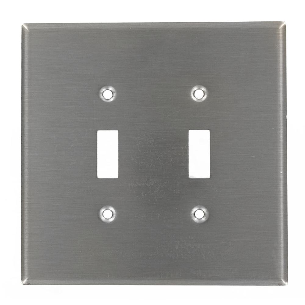 Leviton 004-84109-040 5.25 X 5.3 In. Oversized Stainless Steel 2-gang 2-toggle Wall Plate