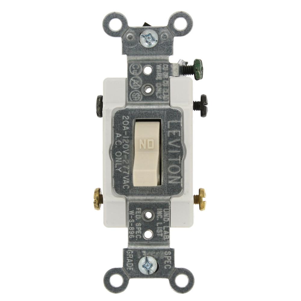 20 A 120-277 V Light Almond Commercial Specification Grade 2 Pole Toggle Switch, White