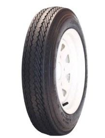 80202 4.80 X 12 In. Bias Trailer Tire 8 Spoke White Steel 4-4 Mounted Wheel