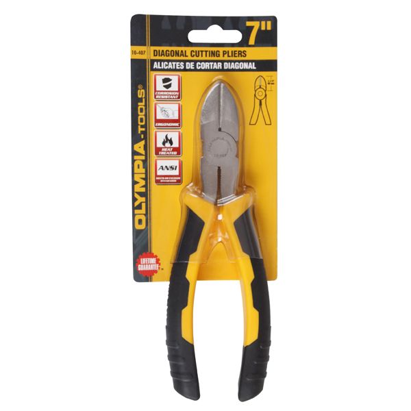 10-407 7 In. Diagonal Cutting Pliers With Black & Yellow Grip