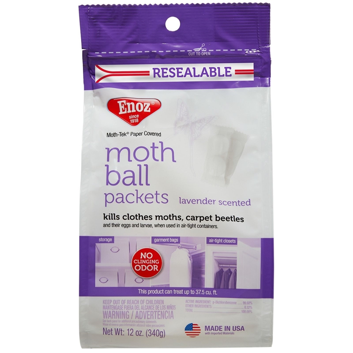 E112.6t 12 Oz Lavender Scented Moth Ball Packets, Black