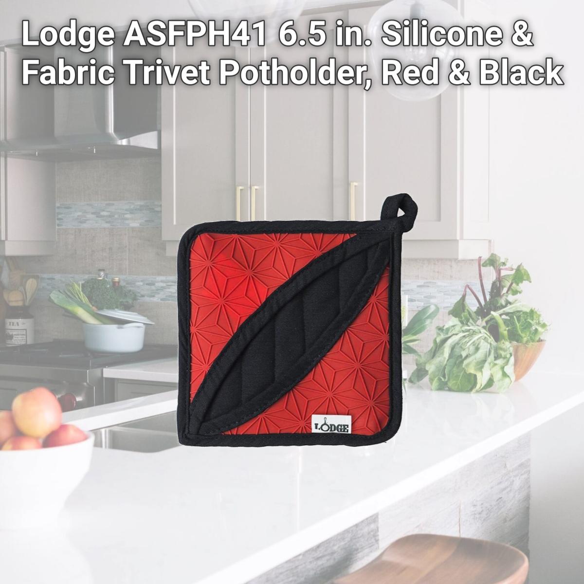 Picture of Lodge ASFPH41 6.5 in. Silicone & Fabric Trivet Potholder, Red & Black