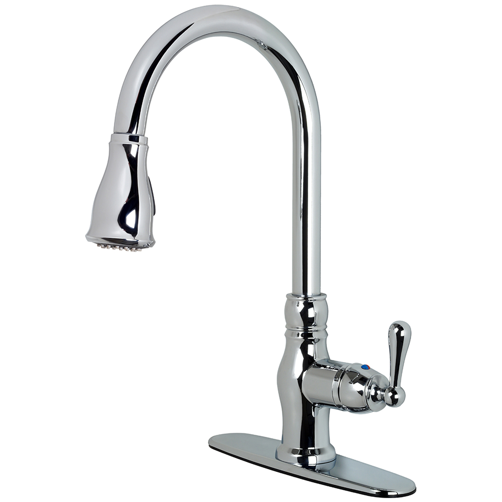15.8 X 9.5 In. Chrome Single-handle Kitchen Faucet With Pull-down Spray