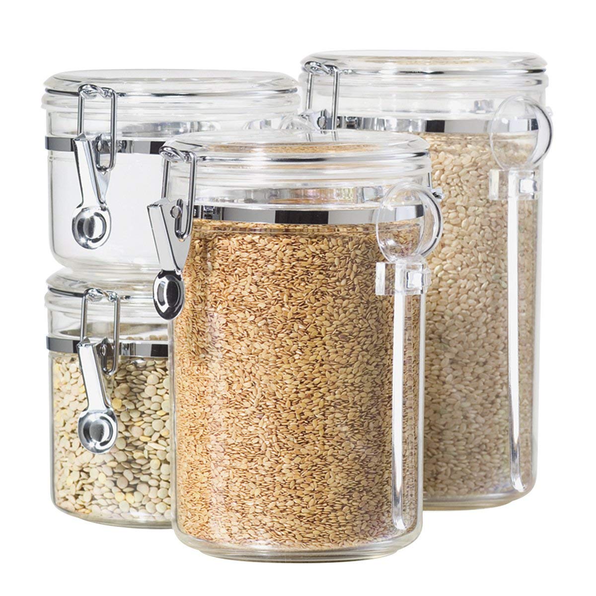 5355 Clear Acrylic Canister With Spoon Set, 4 Piece
