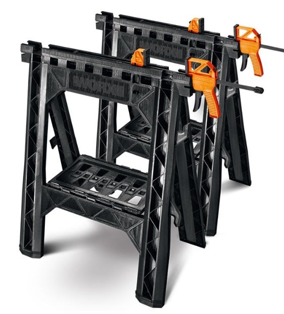 32 In. Clamping Sawhorses With Bar Clamps, Black & Orange