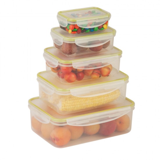 Honey Can Do Kch-03829 Plastic Snap-tab Food Storage Container Set, 5 Piece
