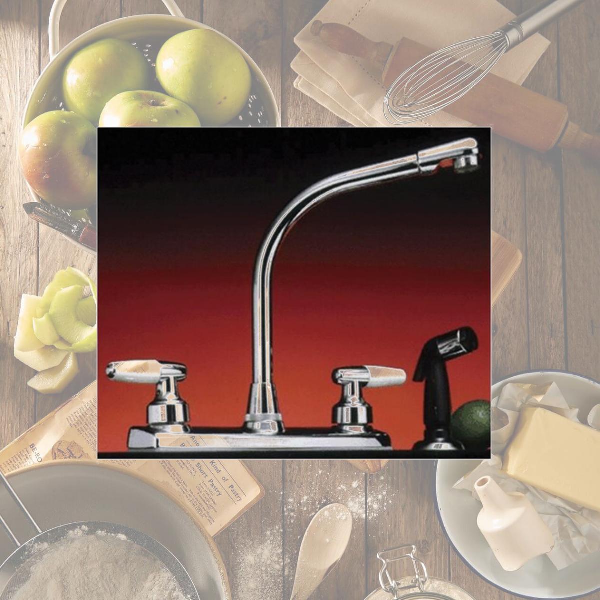 Picture of LDR 013 3900CP Chrome & White 2 Handle Kitchen Faucet with High-Rise Sprayer