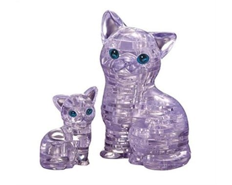 Clear Cat & Kitten 3d Crystal Puzzle