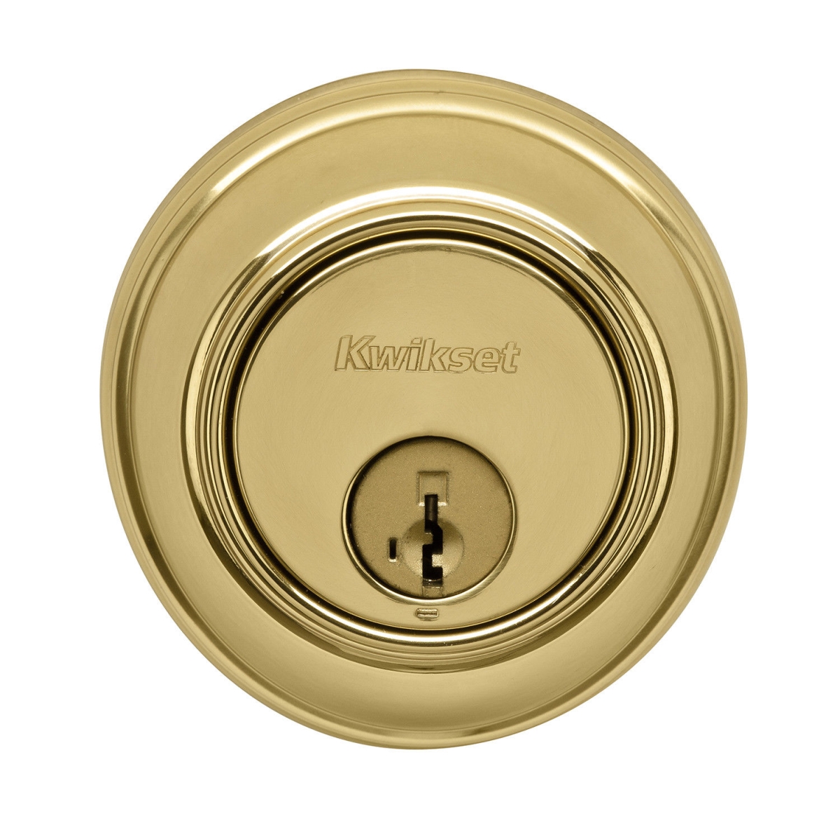 Kwikset 98160-007 Round Key Control Deadbolt - Polished Brass