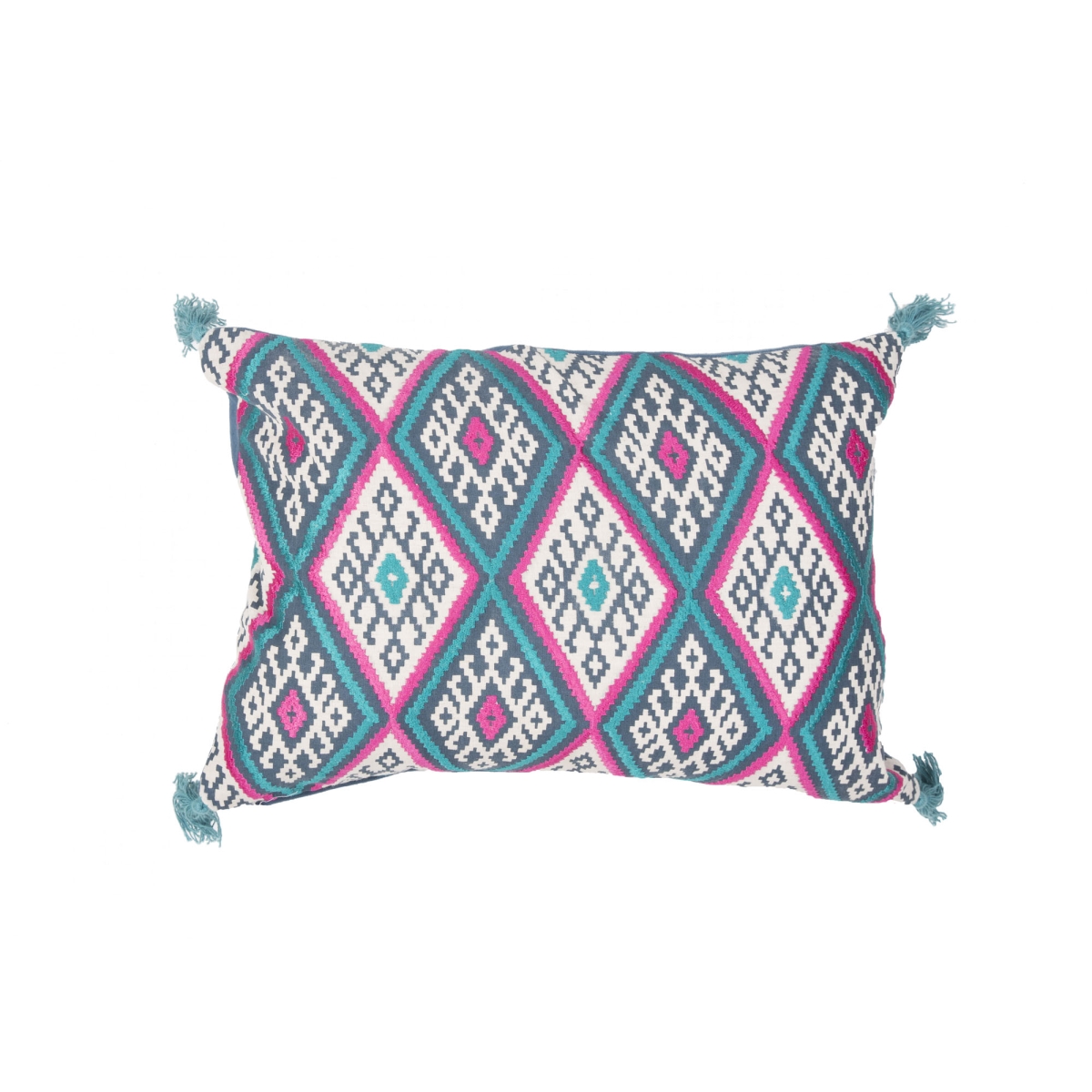 Plw102157 14 X 20 In. Traditions Made Modern Pillows Museum Ifa Yuma Turquoise & Pink Geometric Poly Throw Pillow