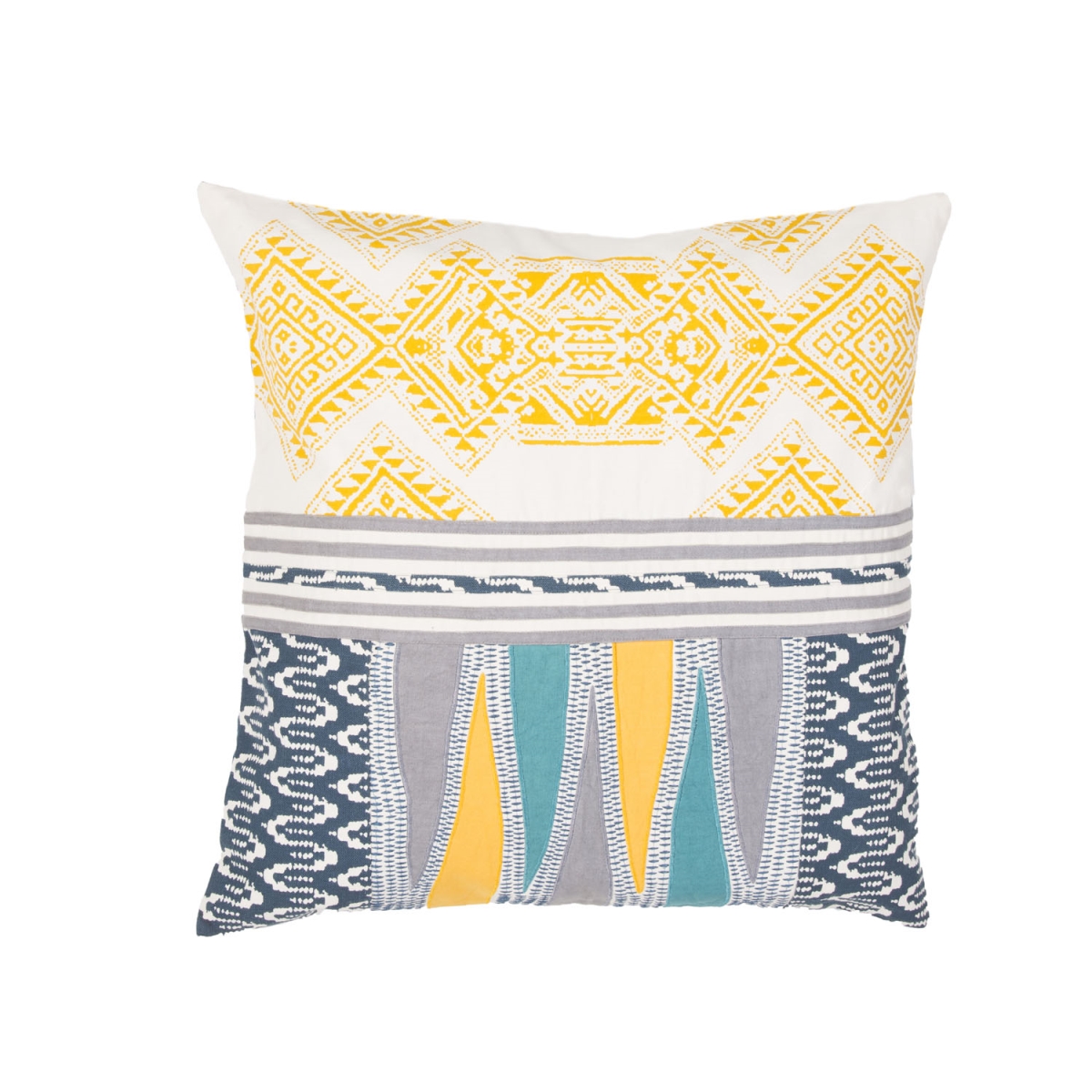Plw102158 22 X 22 In. Traditions Made Modern Pillows Museum Ifa Mesa Yellow & Teal Geometric Poly Throw Pillow