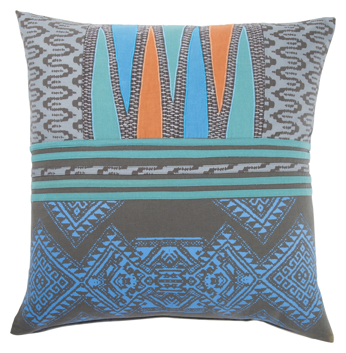 Plw102160 22 X 22 In. Traditions Made Modern Pillows Museum Ifa Mesa Gray & Aqua Geometric Poly Throw Pillow