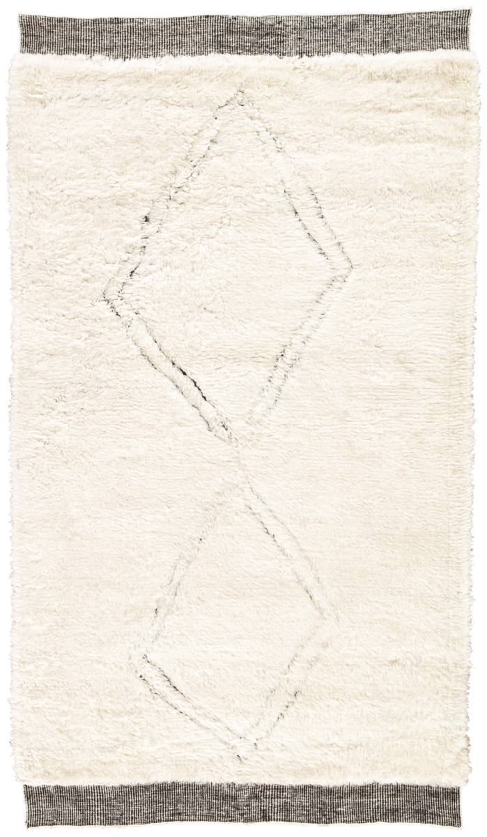 Rug136391 5 X 8 Ft. Tala Ephesus Hand-knotted Geometric Ivory & Black Area Rug