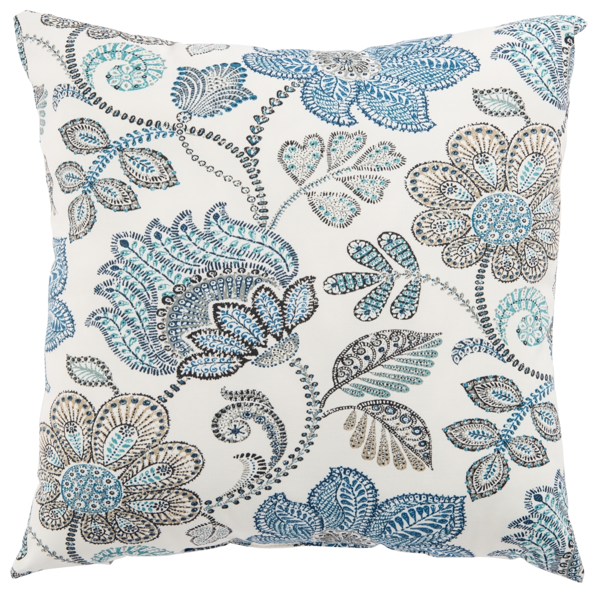 Plp100071 18 X 18 In. Veranda Busan Blue & White Floral Indoor & Outdoor Throw Pillow
