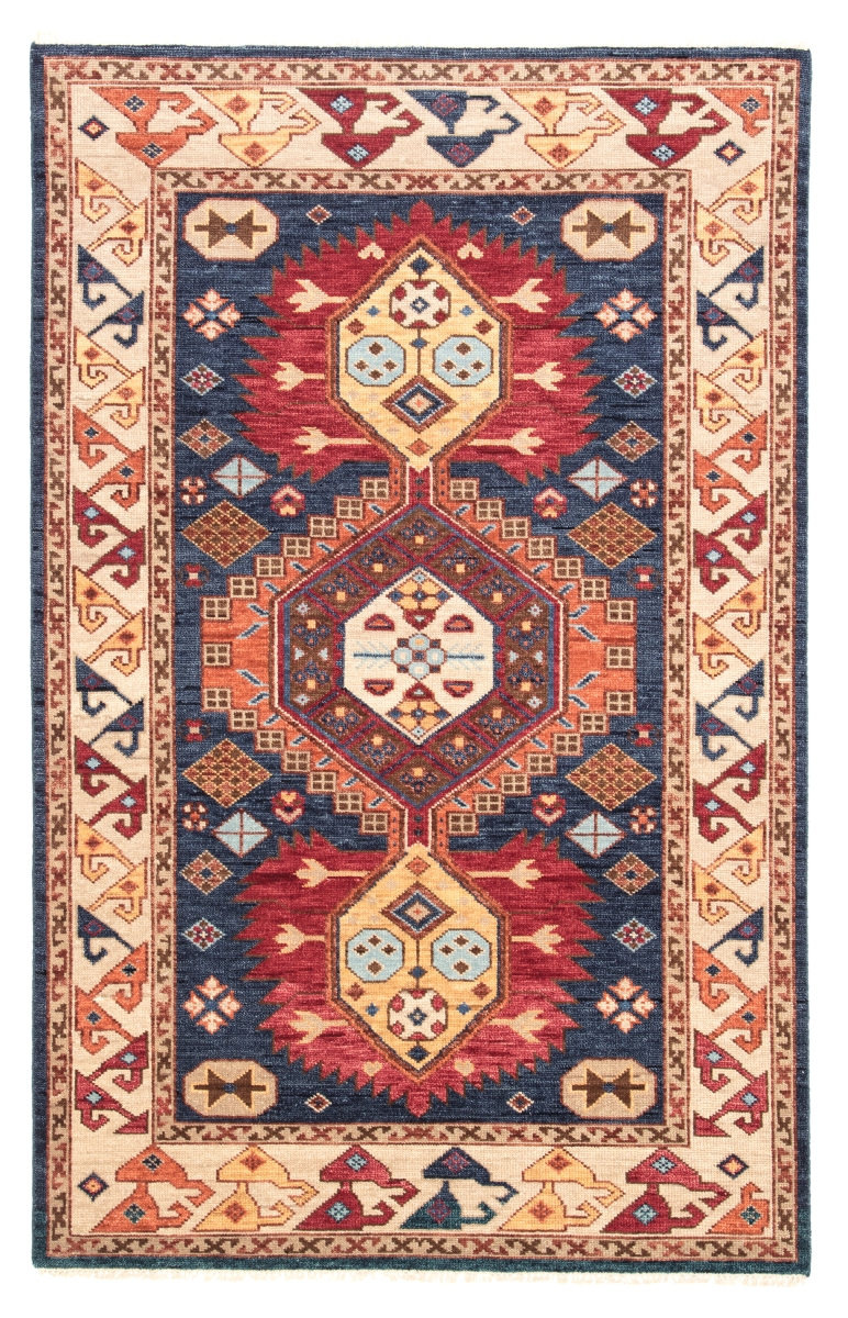 Rug140062 5 Ft. 6 In. X 8 Ft. Artemis By Karter Hand-knotted Medallion Area Rug, Blue & Red