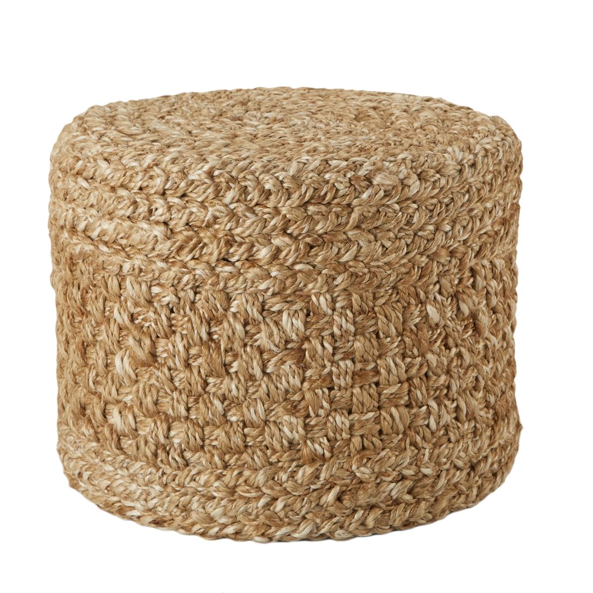 UPC 887962855189 product image for POF100484 Sauton Natural Beige & White Short Cylinder Pouf | upcitemdb.com