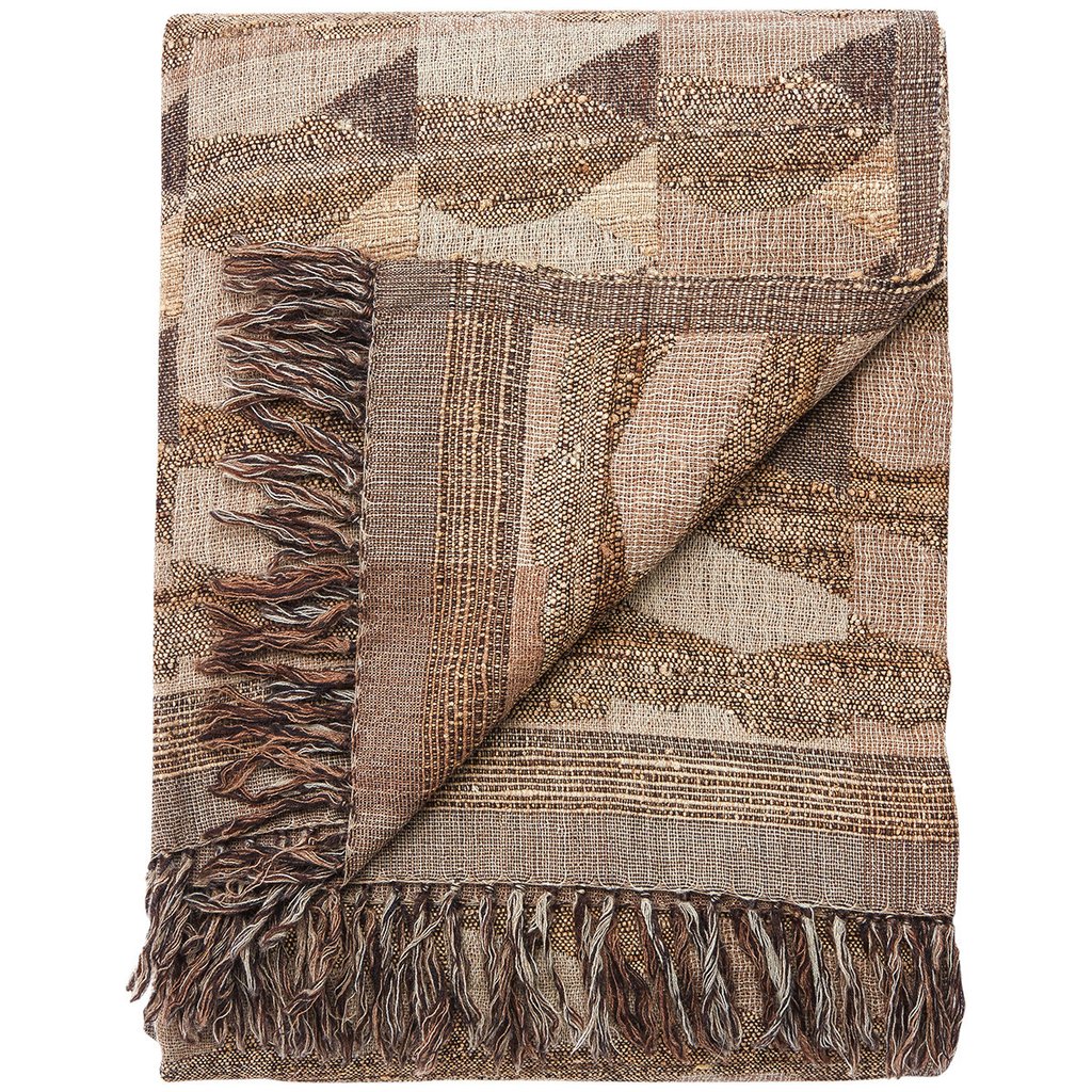 Thr100285 Lovell Hand-woven Lov-05 Design Rectangle Throw, Fossil - 52 X 68 In.