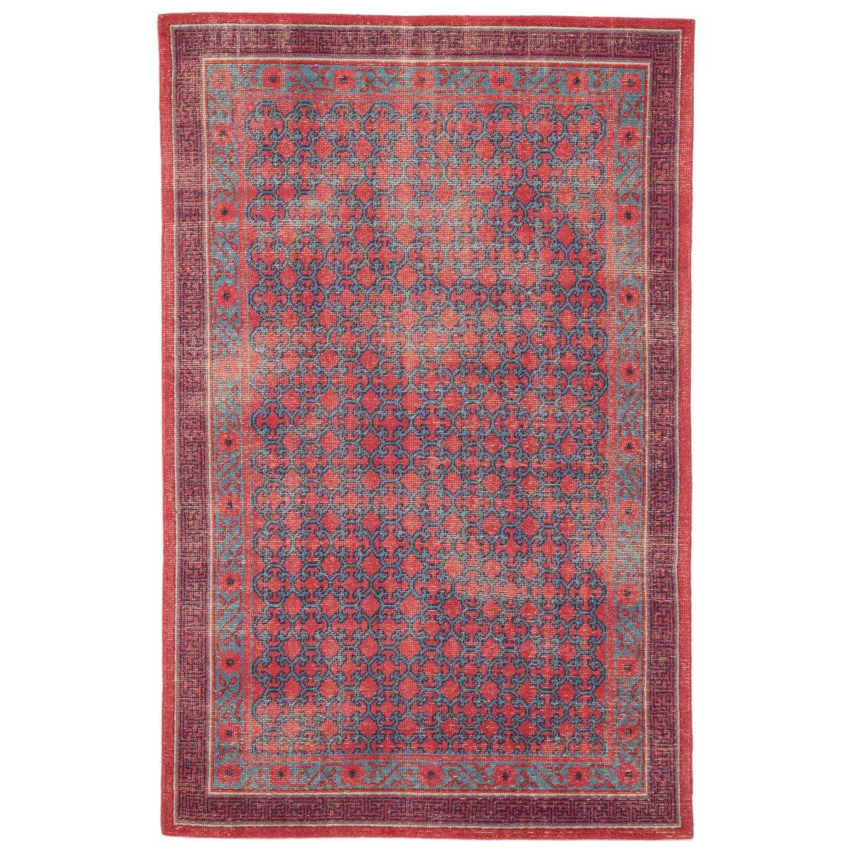 Rug129729 2 X 3 Ft. Revolution Concord Hand-knotted Medallion Red & Blue Area Rug