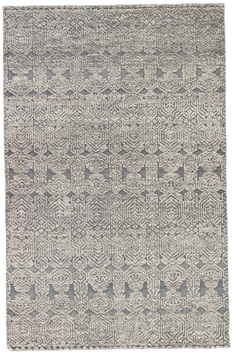 Rug134411 5 X 8 Ft. Reign Abelle Hand-knotted Medallion Gray & White Area Rug