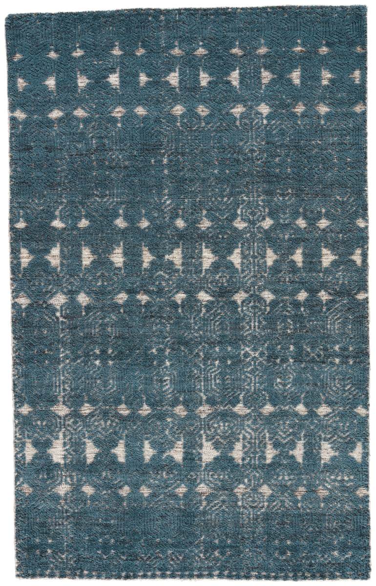 Rug134412 5 X 8 Ft. Reign Abelle Hand-knotted Medallion Teal & White Area Rug