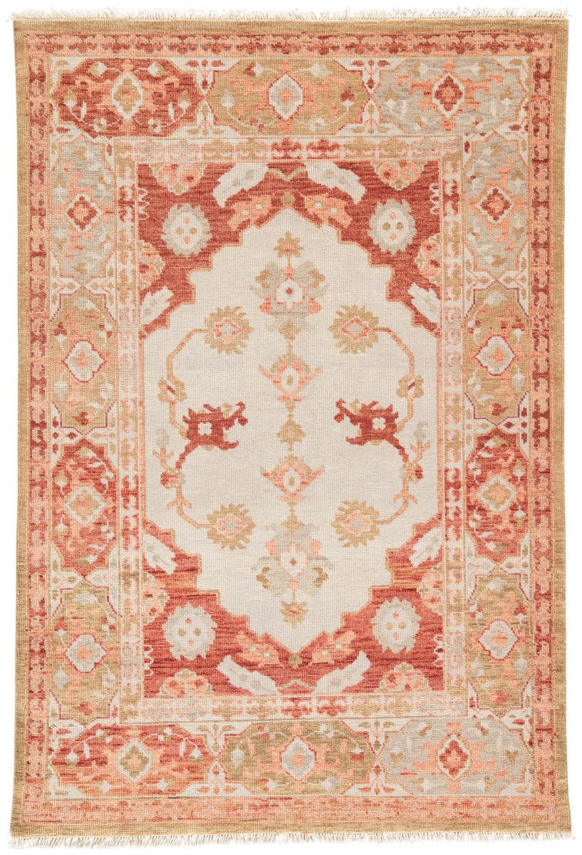 Rug135198 5 Ft. 6 In. X 8 Ft. Village Artemis Azra Hand-knotted Floral Red & Tan Area Rug