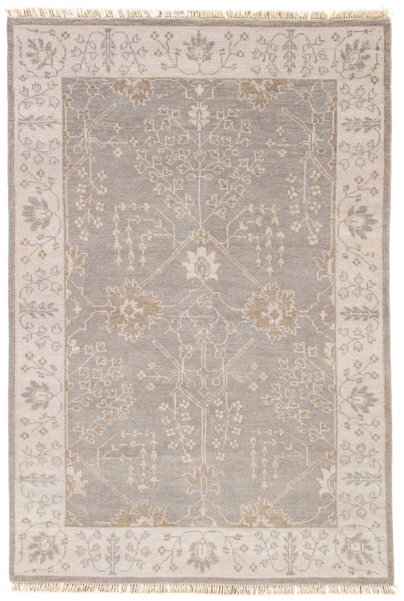 Rug118614 5 Ft. 6 In. X 8 Ft. Liberty Reagan Hand-knotted Bordered Gray & Beige Area Rug