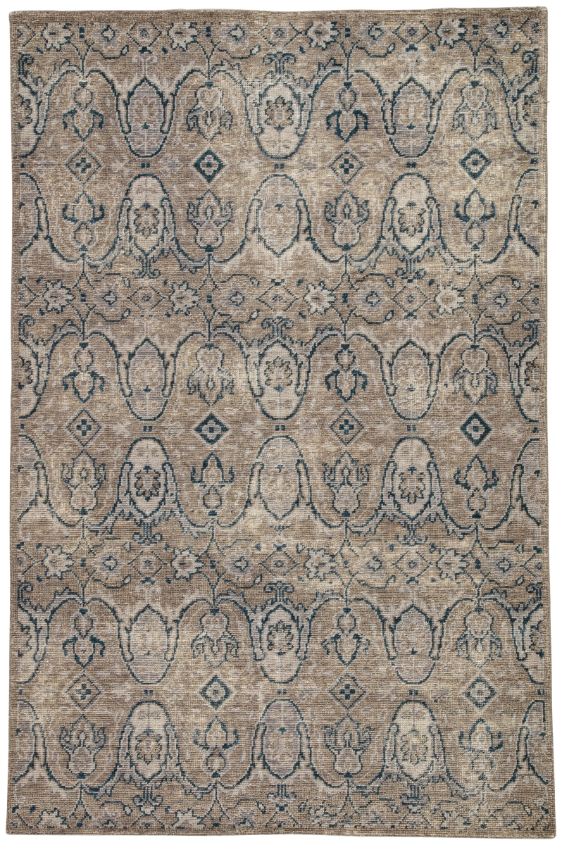 Rug136022 5 X 8 Ft. Revolution Williamsburg Hand-knotted Medallion Gray & Navy Area Rug