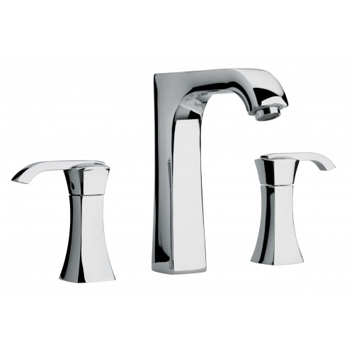 11214-30 Faucets Two Lever Handle Widespread Lavatory Faucet With Arched Spout, Matte Gray Finish Model