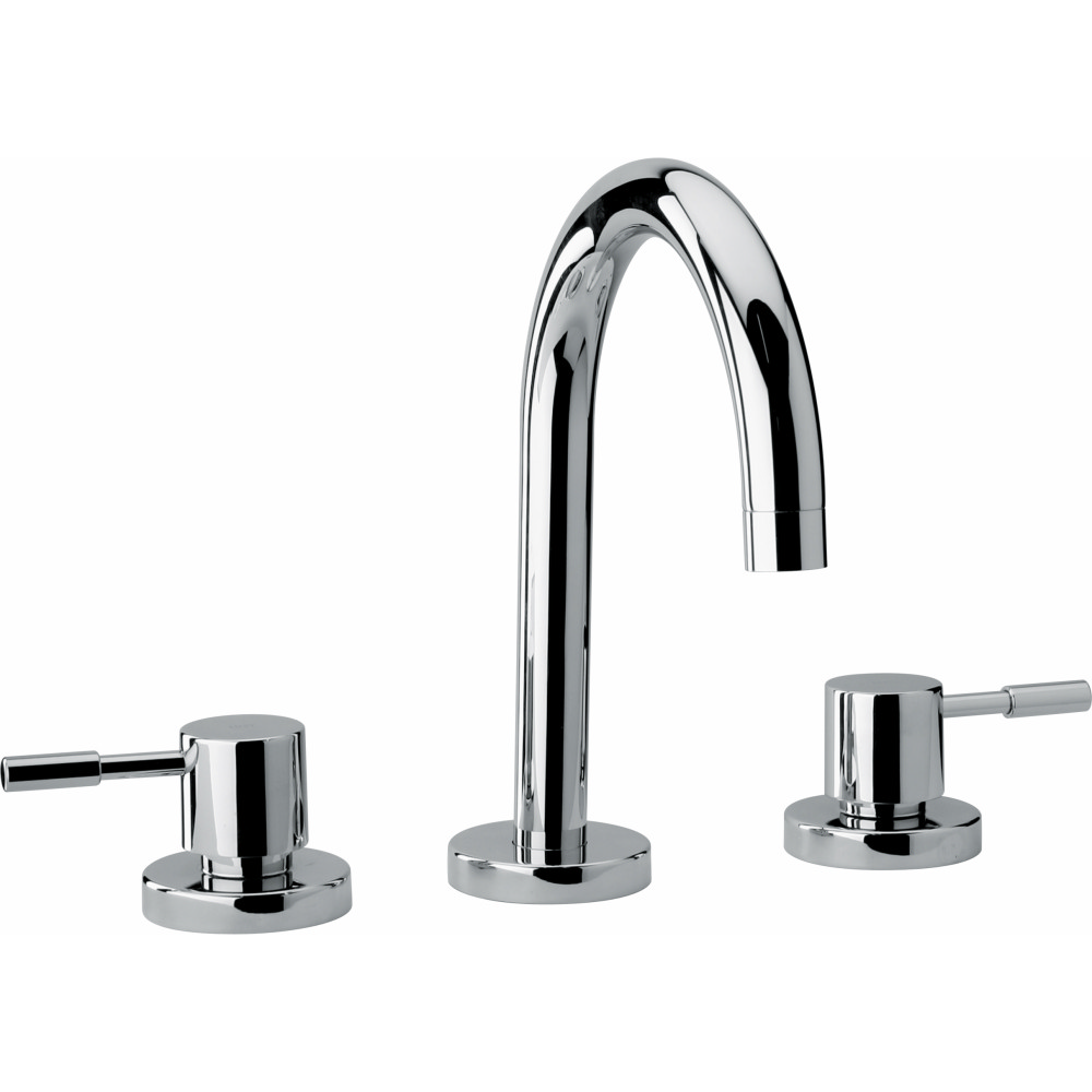 16214-30 Faucets Two Lever Handle Widespread Lavatory Faucet With Goose Neck Spout, Designer Matte Gray Finish Model