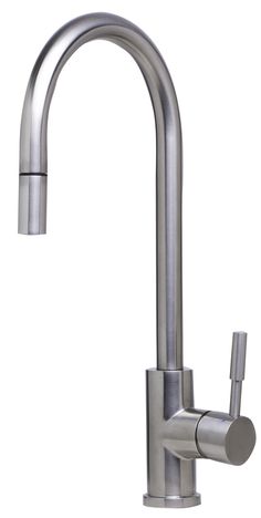 25575-30 Faucets Single Hole Kitchen Faucet With Swivel Ribbon Arched Spout, Designer Matte Gray Finish Model