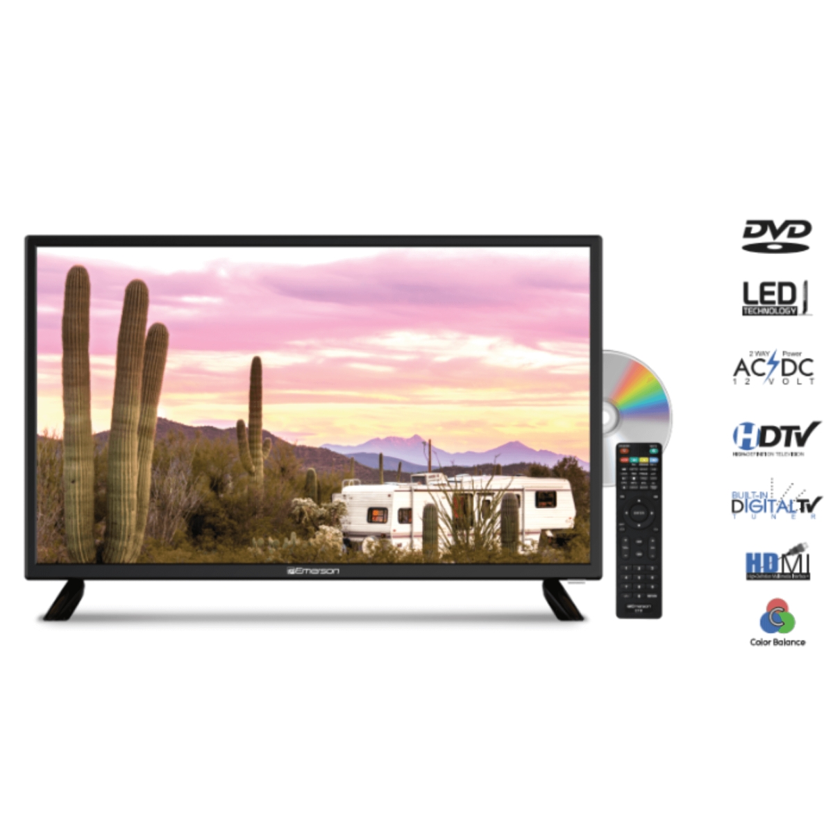 Picture of Emerson ETD-2450-EM Emerson 24&apos; Class Widescreen AC/DC 12V HD LED Television with DVD Player