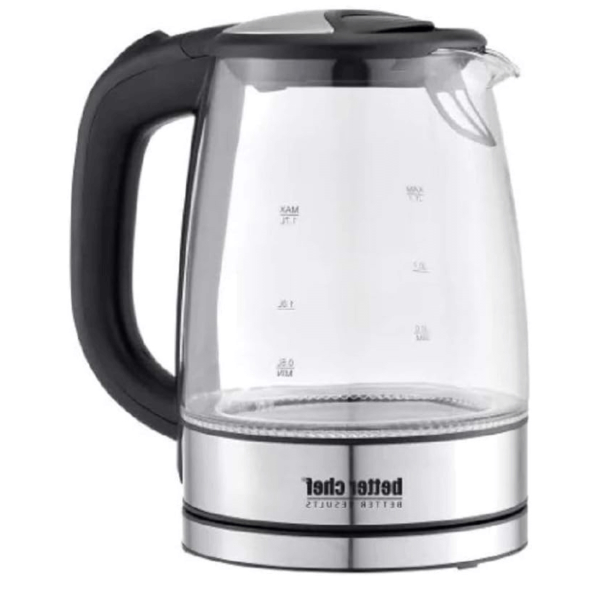 Picture of Better Chef IM-174B-CP Better Chef 1100W 7-Cup Cordless Electric Borosilicate Glass Kettle with Stainless Steel Accents