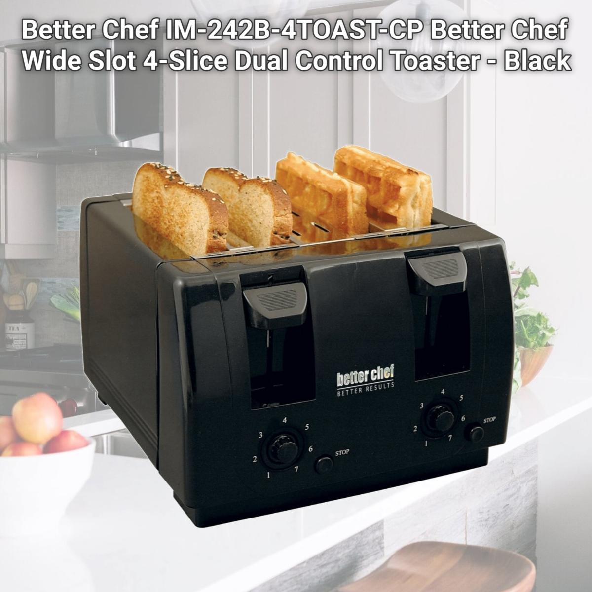 Picture of Better Chef IM-242B-4TOAST-CP Better Chef Wide Slot 4-Slice Dual Control Toaster - Black
