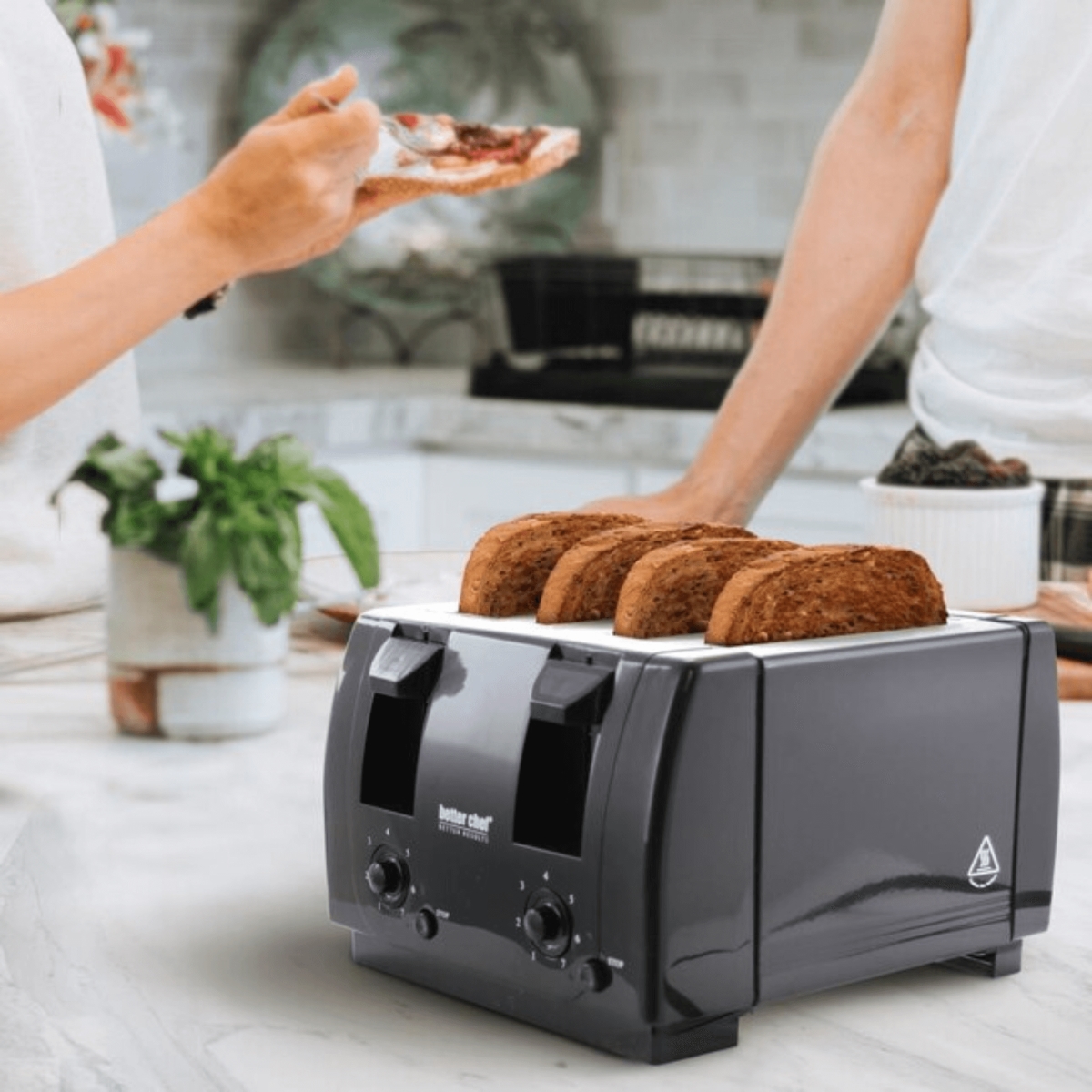 Picture of Better Chef IM-242B-4TOAST-CP Better Chef Wide Slot 4-Slice Dual Control Toaster - Black