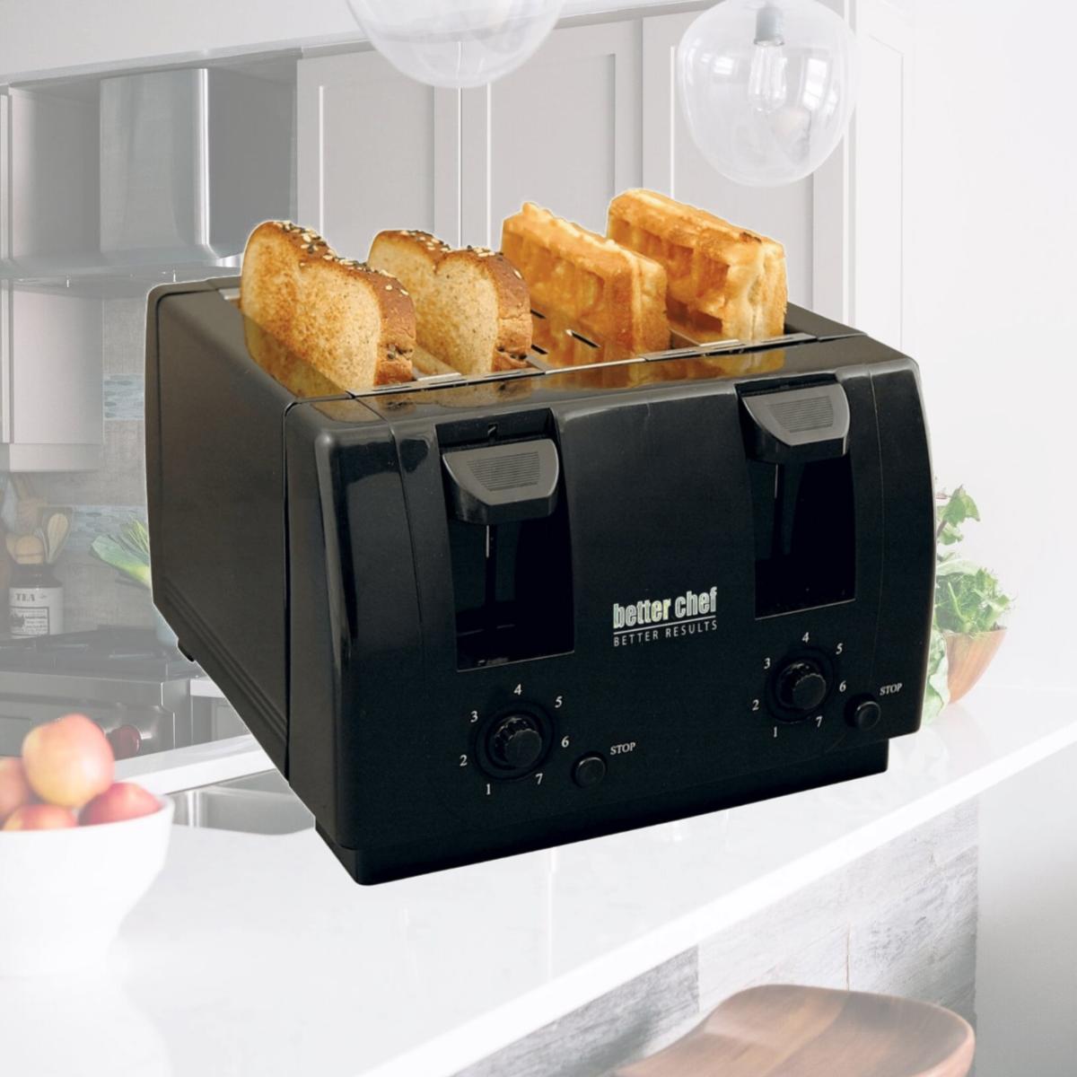 Picture of Better Chef IM-242B-4TOAST-CP Better Chef Wide Slot 4-Slice Dual Control Toaster - Black