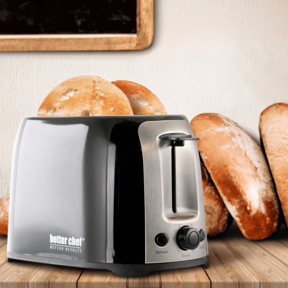 Picture of Better Chef IM-226B-COOL-CP Better Chef Deluxe Cool Touch Wide-Slot 2-Slice Toaster with Stainless Accents - Black