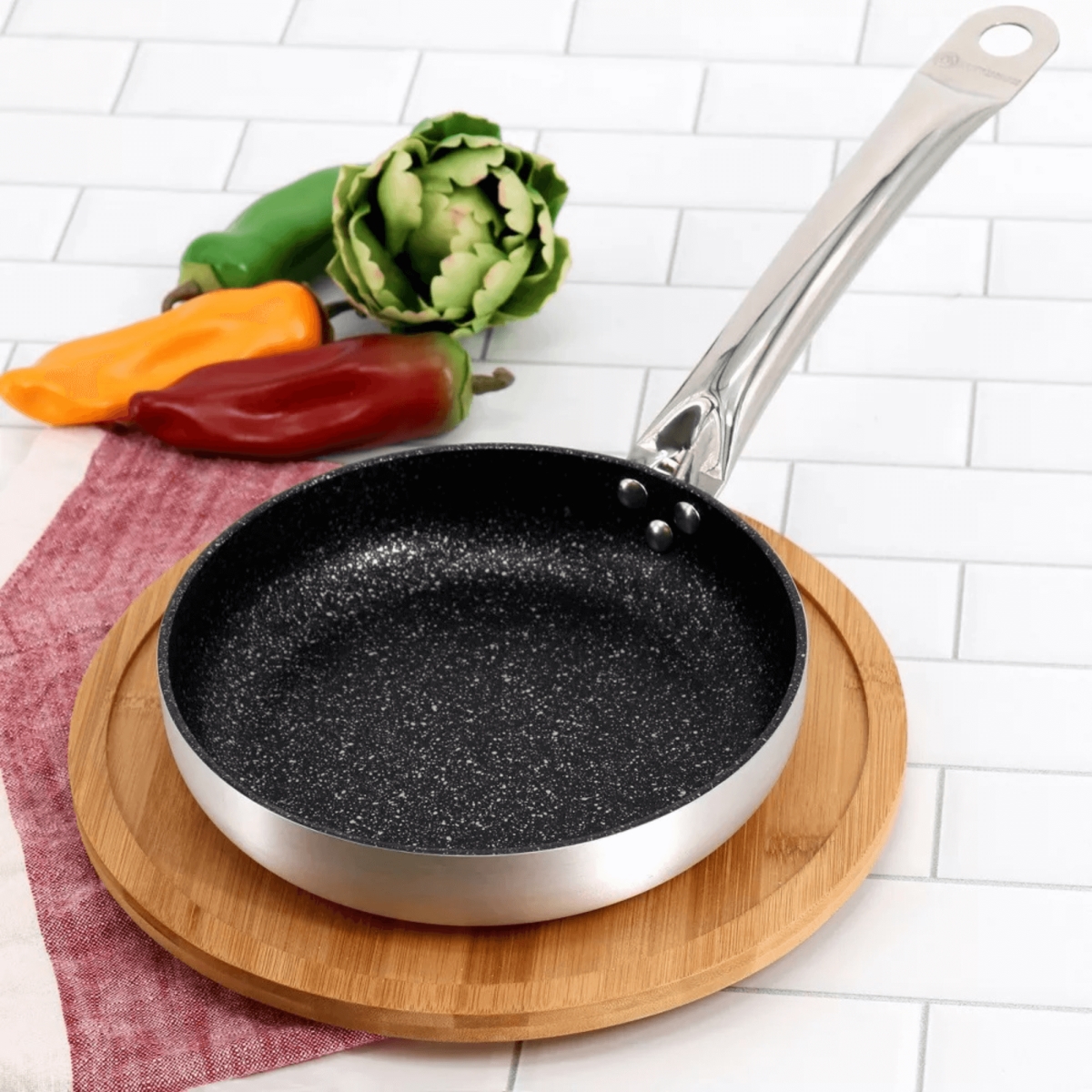 Picture of Korkmaz A2850-CP Korkmaz Proline Gastro 8-Inch Brushed Silver Tava Frying Pan