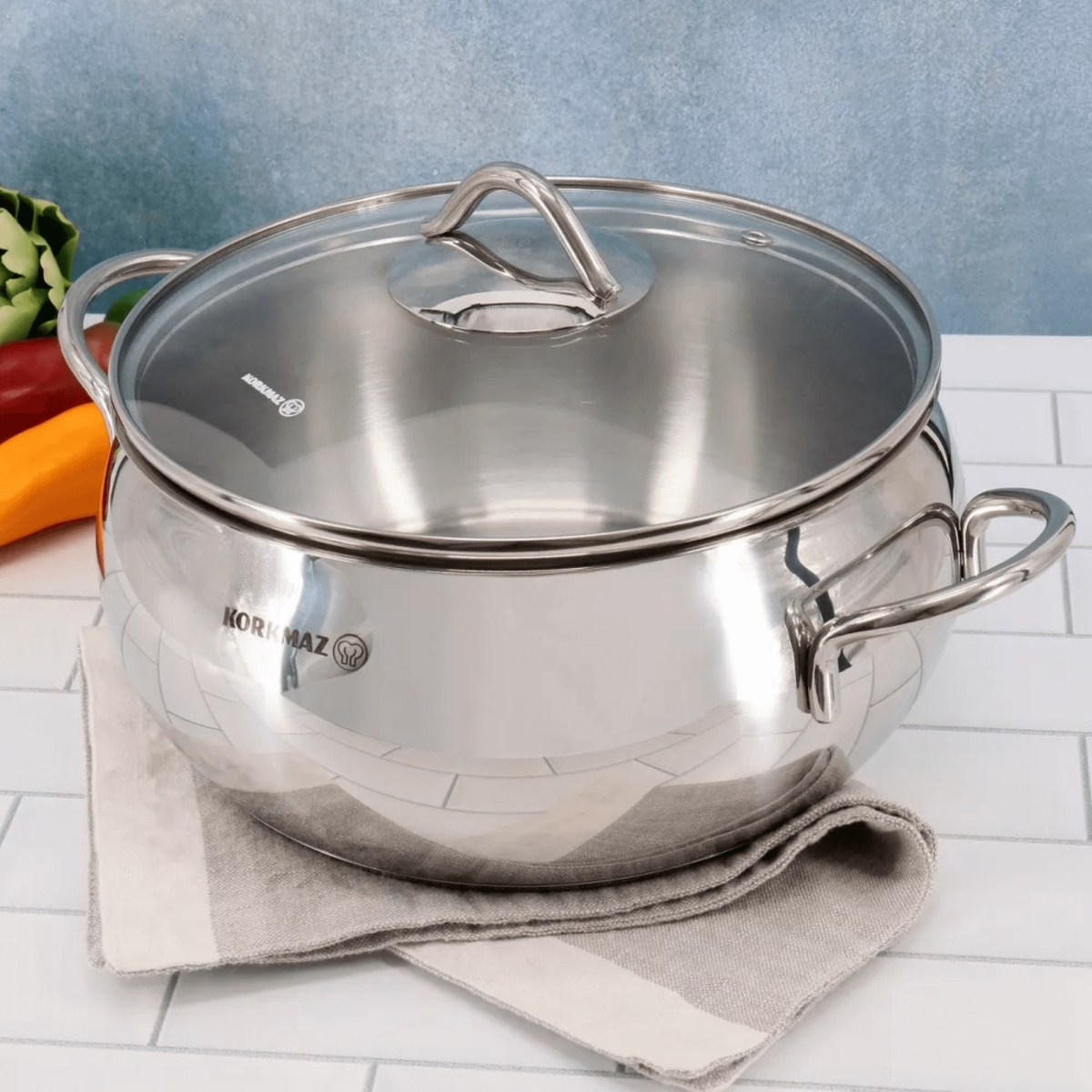 Picture of Korkmaz A1072-CP Korkmaz Tombik 2.5L Stainless Steel Casserole Dish with Lid