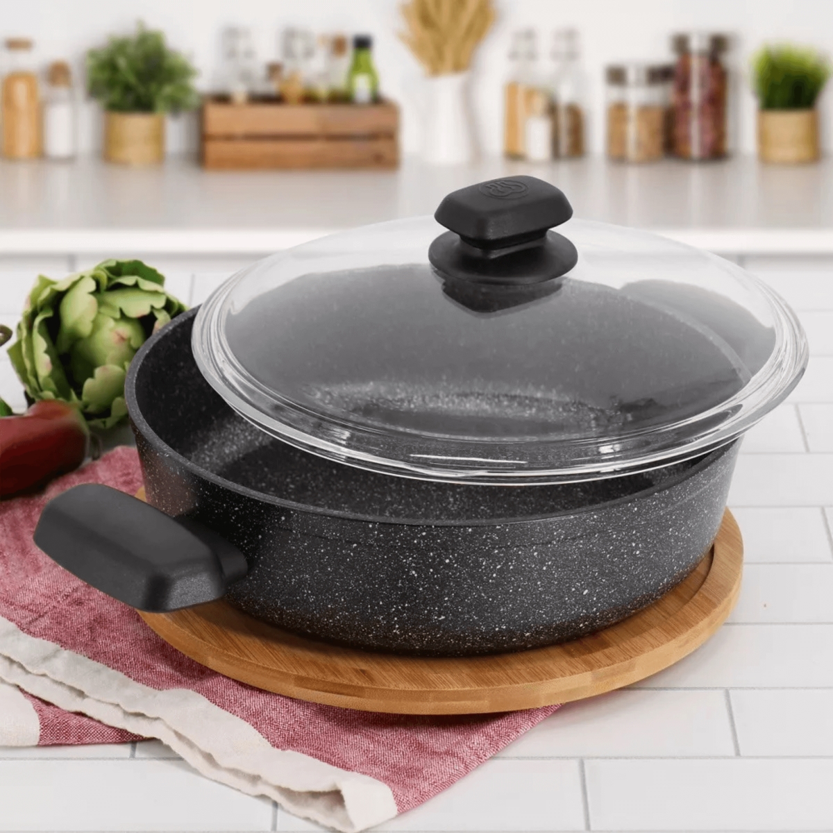 Picture of Korkmaz A1344-CP Korkmaz Ornella Aluminum 3.5L Non-Stock Low Casserole Dish with Lid