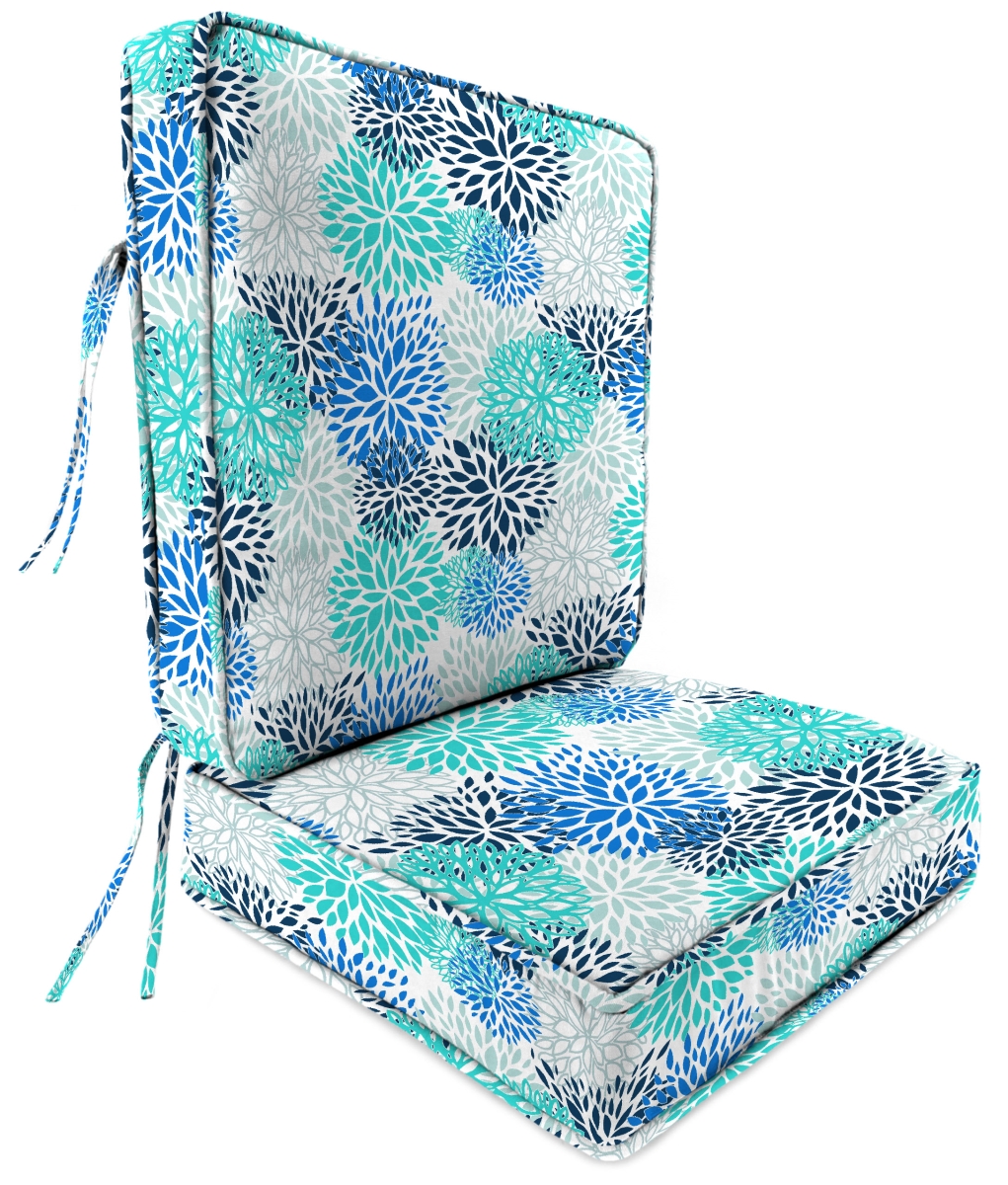 9746pk1-4485d Deep Seat Chair Cushion In Blooms Blue Vista - 2 Piece