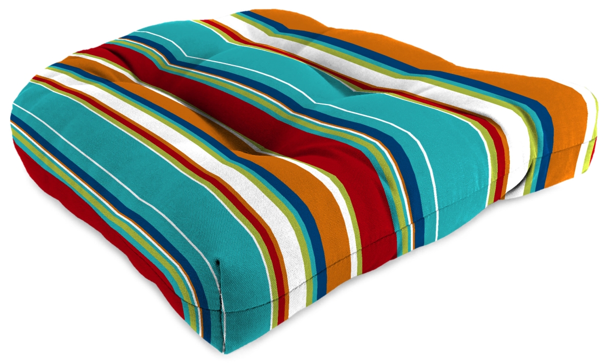 9915pk1-4243d 18 X 18 X 4 In. Outdoor Wicker Chair Cushion In Covert Stripe Fiesta