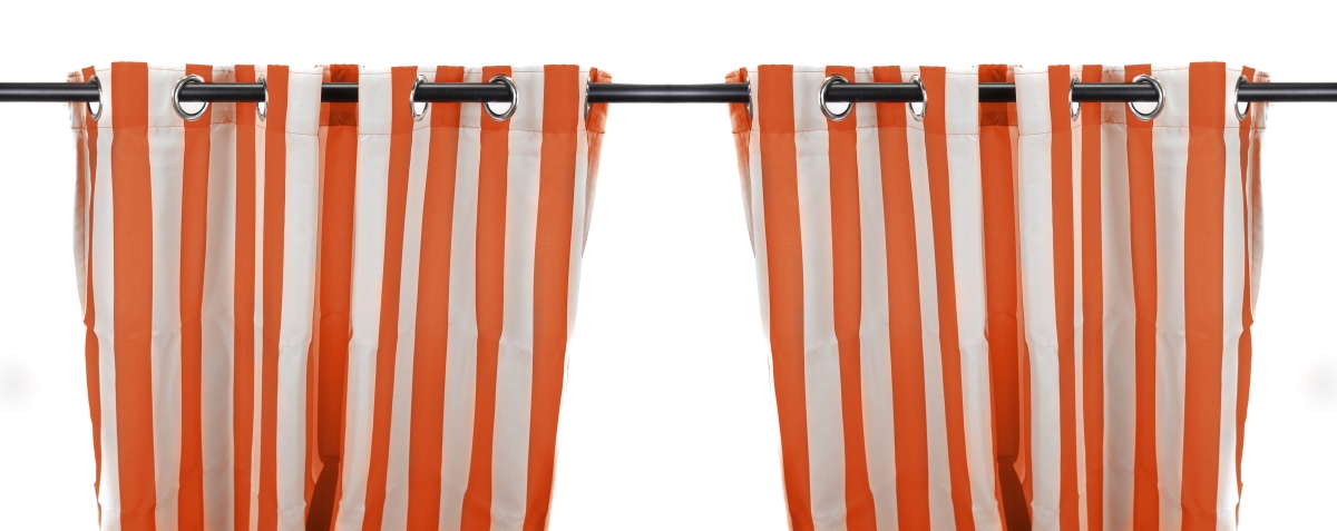 3voc5484pk2-1853q 54 X 84 In. Outdoor Curtain Panels, Tangerine Stripe - Set Of 2