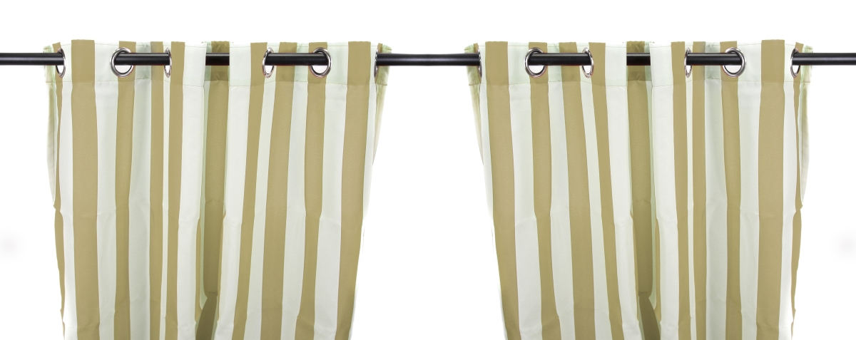 3voc5484pk2-1972q 54 X 84 In. Outdoor Curtain Panels, Khaki Stripe - Set Of 2