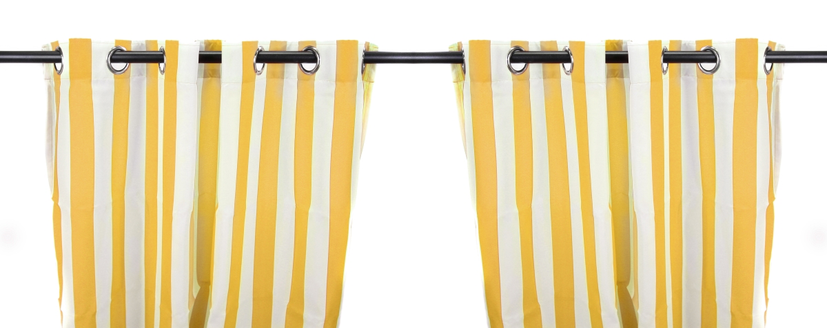 3voc5484pk2-3707q 54 X 84 In. Outdoor Curtain Panels, Canary Stripe - Set Of 2