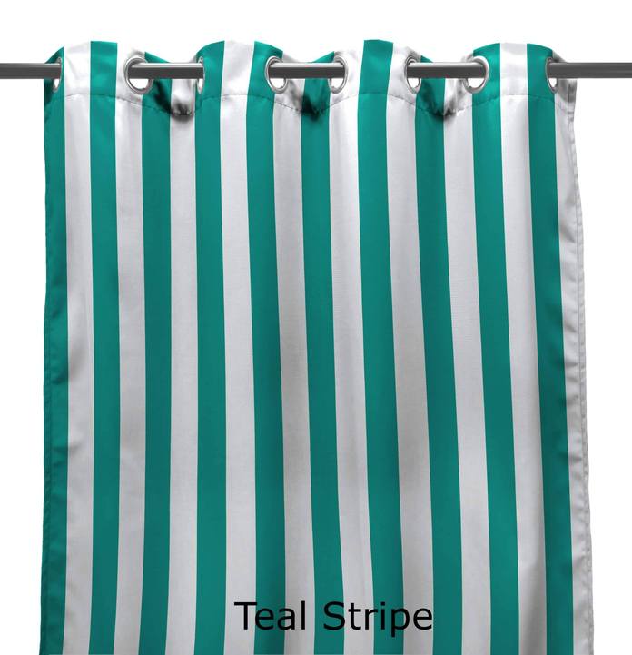 3voc5484pk2-4332q 54 X 84 In. Outdoor Curtain Panels, Teal Stripe - Set Of 2