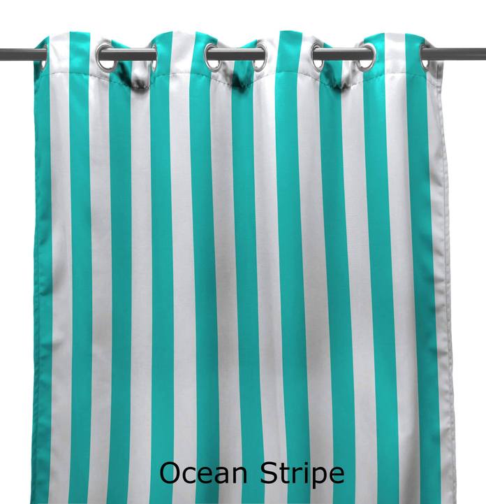 3voc5484pk2-4338q 54 X 84 In. Outdoor Curtain Panels, Ocean Stripe - Set Of 2