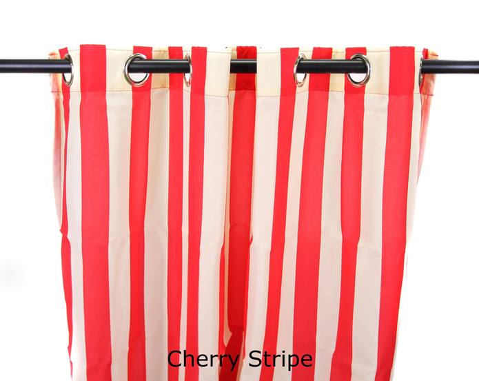 3voc5496pk2-1331q 54 X 96 In. Outdoor Curtain Panels, Cherry Stripe - Set Of 2